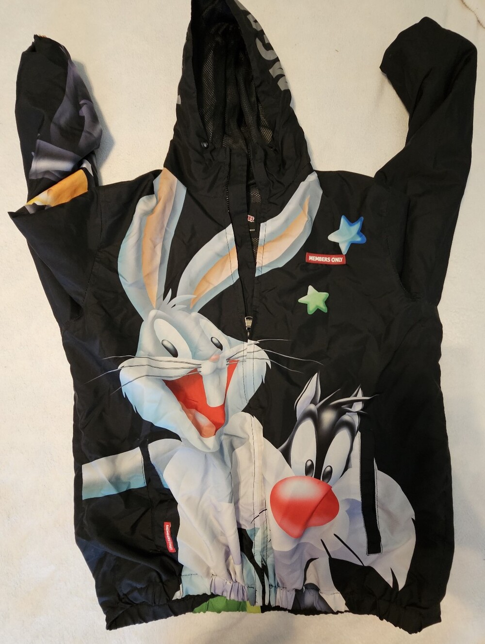 Members Only x Looney Tunes Mens Large Windbreaker Jacket Bugs Bunny Sylvester